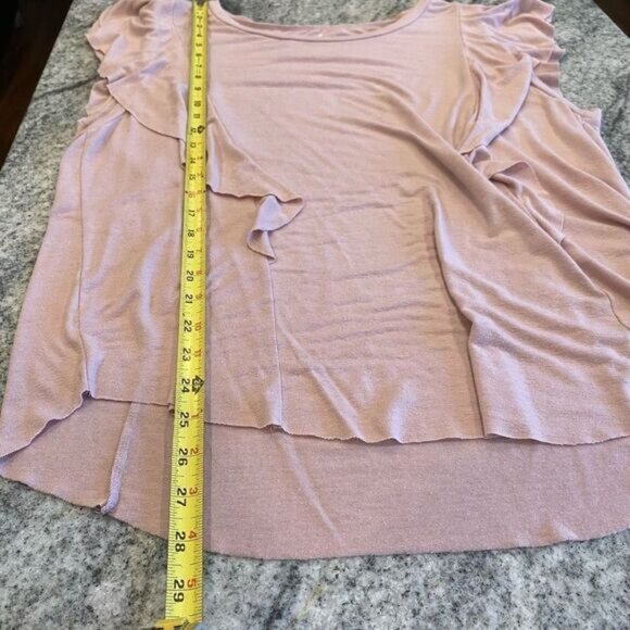 American Eagle Large Light Pink Short Sleeve Shirt Ruffle Top - Picture 6 of 7